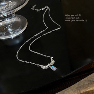 Collar Clásico de Plata con Alas de Ángel y Piedra Lunar para Mujer, Marca SongYi, Gran Venta - Product Image 6