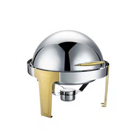 Réchaud à buffet Shahi Gold, réchaud à nourriture pour hôtel et restaurant, récipient de maintien au chaud en acier inoxydable, chauffage à l'alcool, 6L