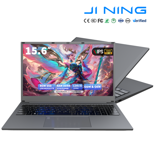 New Wireless Laptop 15.6 Inch Intel Core I5 1235U 10 Core 8GB 512GB SSD IPS 1080P Fingerprint Backlit Keyboard