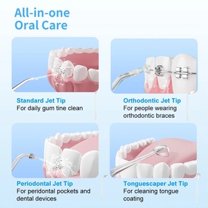 Hydropulseur dentaire portable, irrigateur buccal rechargeable par USB avec 4 jets d'eau, 4 modes, nettoyeur de dents électrique - Product Image 4