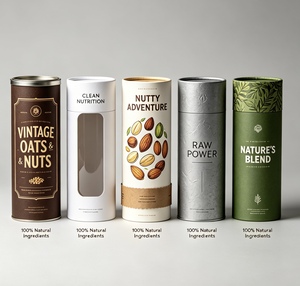 Tubo de Papel Texturizado Premium Personalizado para Almacenamiento de Aperitivos Secos y Frutos Secos - Product Image 1