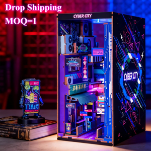 OCHOICE MOQ=1, Compatible con Dropshipping, Kit de Casa en Miniatura DIY para Adultos, Casa de Muñecas de Madera 3D y Decoración para Rincón de Lectura - Product Image 1