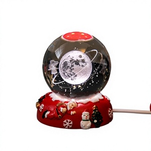 Lampada Notturna a Sfera di Cristallo 3D Intagliata, Luce LED USB per Soggiorno Moderno, Decorazione Natalizia con Babbo Natale, Galassia, <span class=keywords><strong>Luna</strong></span> e Albero - Product Image 6