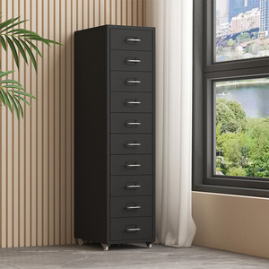 Armoire de rangement métallique moderne à 10 tiroirs, armoire de rangement en acier, armoire à roulettes, armoire à dossiers avec serrure, pour bureau, salon, chambre. - Product Image 2
