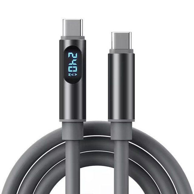 240W USB C to Type C LED Display Fast Charging Cord Silicone Dual Type-C Charger Data Cable for iPhone 17 16 15 Pro Max Samsung