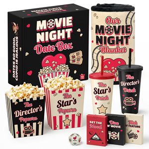 Caja para Cine en Casa, Caja para Cita Romántica, Regalos Perfectos para el Día de San Valentín para Parejas, Manta, Tazón para Palomitas, Cubos, Vasos Reutilizables - Product Image 1