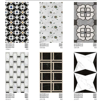 Carrelage en porcelaine effet marbre noir et blanc, motif mixte de luxe, finition brillante, 60x120 750x150 90x180