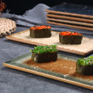Toptan 10 İnç Yaratıcı Dikdörtgen Retro Suşi Tabağı, Ev Tipi Seramik Sashimi Barbekü Tepsisi - Product Image 1