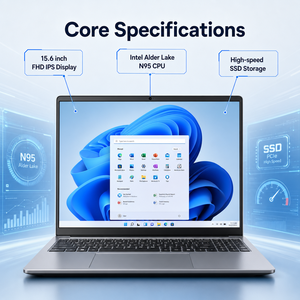 โน้ตบุ๊คราคาประหยัด ใหม่เอี่ยม ขนาด 15.6 นิ้ว Quad Core 16GB+128GB/256GB/512GB/1TB Intel N95 สแกนลายนิ้วมือ เหมาะสำหรับธุรกิจ สำนักงาน เล่นเกม และนักเรียน - Product Image 2