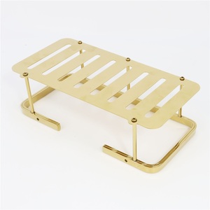 Estante de Baño Moderno de Aleación de Zinc con Zirconia Dorada, Estante Rectangular de Esquina para Hotel, Estante de Pie Montado en la Esquina - Product Image 3