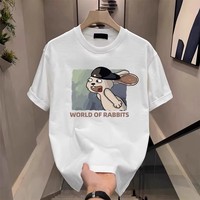 T-shirt décontracté pour homme 100% coton respirant et écologique, poids du tissu 230g, manches courtes, imprimé par transfert thermique, motif de dessin animé