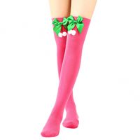 Chaussettes de Noël pour femmes, chaussettes longues à rayures de Noël, respirantes, chaudes, au-dessus du genou