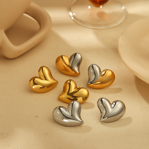Pendientes con forma de corazón de acero inoxidable dorado para mujer, joyería de fiesta TE6668 - Product Image 2