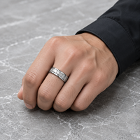 JLM Prêt à expédier, bague de mariage pour couple en acier titane 316L gravée CNC, géométrique, brossée, style punk, unisexe, pour homme et femme