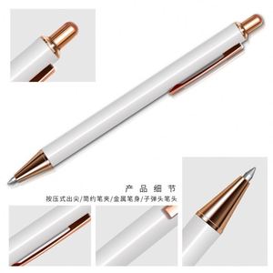 Stylo bille métallique de luxe 1,0 mm, finition or rose élégante, fournitures de bureau avec logo personnalisé, à clic - Product Image 4