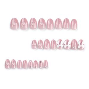 12 Pcs Gradient <b>Acrylic</b> Half Cover Almond Shape Artificial Fingernails <b>Glue</b> Custom Candy False Nails for Dating Party - Product Image 2