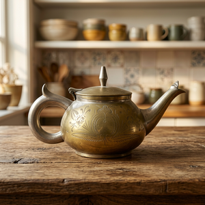 Traditional Chinese Metal Teapot With Lid And Handle Decorative Floral Pattern Water Pot <b>Kettle</b> - Product Image 3