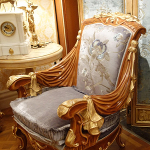 Sculpture à la main en bois de luxe de meubles de salon chaise longue fauteuil - Product Image 5