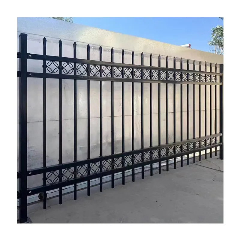 Cheap Modern Metal fence galvanized Picket Wrought Iron Fence Panels Steel Fence