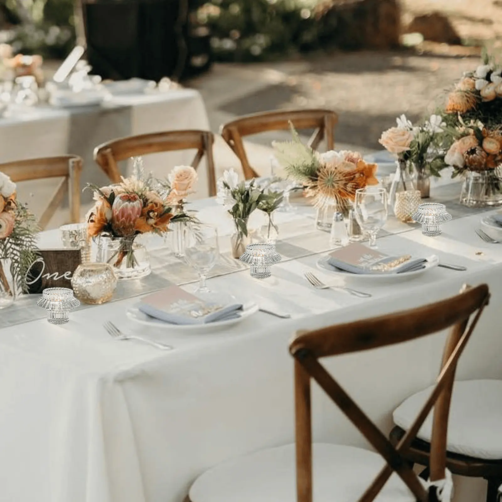 Singolo portacandele a doppio scopo in vetro trasparente portacandele in cera per tè e luce per decorazioni romantiche per la tavola di nozze