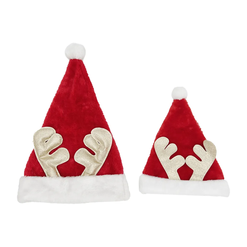 antler Santa hat red plush Christmas hat factory wholesale customized design customized Christmas hat