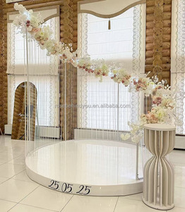 Cadre de toile de fond <span class=keywords><strong>lumineux</strong></span> en forme de S élégant avec rideau suspendu en perles de cristal et de verre pour décoration de <span class=keywords><strong>mariage</strong></span> - Product Image 3