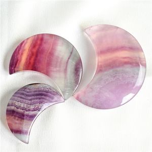 งานแกะสลักคริสตัลควอตซ์ฟลูออไรต์สีรุ้งธรรมชาติสไตล์วินเทจ ราคาโรงงาน ของตกแต่งรูปพระจันทร์และของขวัญ - Product Image 1