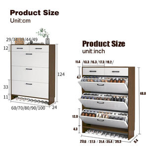 カスタム卸売 モダン インテリア リビングルーム 玄関 収納 シューズキャビネット ヨーロッパスタイル 3層 フラップ式 靴箱 - Product Image 2