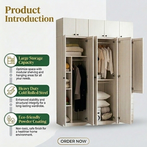 Armoire modulaire écologique en acier imprimé, mobilier moderne et minimaliste - Product Image 1