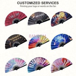 Custom <b>Large</b> Size Tai Ji Kung Fu Rave Bamboo Hand <b>Fan</b> Portable with UV Printing Features Personalized Logo and Pride - Product Image 2