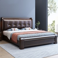 Lila Sandelholz Massivholz Doppelbett Gepolstertes Kopfteil Hochwertige Möbel Neues großes Bett im chinesischen Stil für Meister