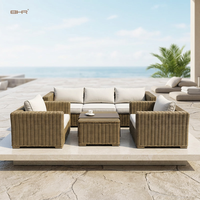Ensemble de canapés modulaires d'angle en rotin pour l'extérieur, résistant aux intempéries, ensemble de canapés sectionnels d'extérieur, ensemble de meubles de patio, ensemble de canapés de jardin