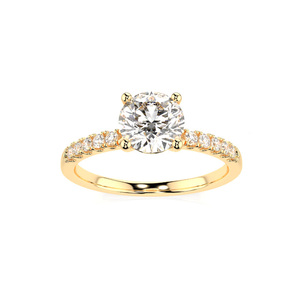 Elegante Anillo de Compromiso de <span class=keywords><strong>Oro</strong></span> <span class=keywords><strong>Blanco</strong></span> con <span class=keywords><strong>Diamante</strong></span> de Laboratorio <span class=keywords><strong>Solitario</strong></span> <span class=keywords><strong>y</strong></span> Piedras Decorativas, <span class=keywords><strong>Diamante</strong></span> CVD con Corte Brillante Certificado para Mujer - Product Image 1