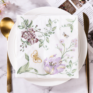 Hoa bướm Cocktail nước giải khát giấy tùy chỉnh khăn ăn tái chế đồ ăn cho mùa xuân mùa hè đám cưới sinh nhật tiệc trà - Product Image 5