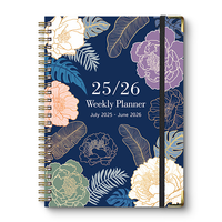 Cahier A5 à couverture rigide en spirale personnalisé fil d'angle doré 2026 carnet de planification de journal intime de calendrier d'exercices de travail