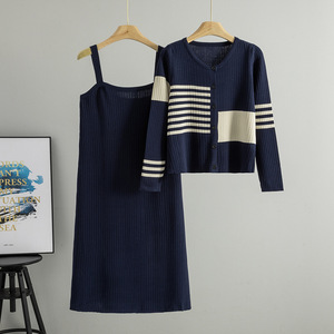 Conjunto de Vestido y Cárdigan de Punto para <span class=keywords><strong>Mujer</strong></span>, Primavera-Otoño 2026, Elegante Vestido de Punto sin Mangas, Conjunto de 2 Piezas - Product Image 6