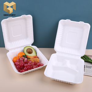 Hot sale biodegradable clamshell box compartment clamshell box bagasse box for lunch