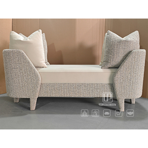 Tabouret de bar contemporain Foshan Long Curve en tissu beige, tabourets et ottomanes pour appartement, bureau, salon, tissu beige - Product Image 6