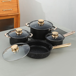 8 cái đá cẩm thạch Granite thép không gỉ Cookware Set sản phẩm mới không dính dưới cảm ứng đồ dùng nhà bếp sắt đúc vật liệu sắt - Product Image 2