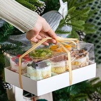 Boîte à gâteau mousse pliable de 2 pouces, qualité alimentaire, avec couvercle en plastique transparent et plateau en papier avec séparateurs (4/6 pièces)