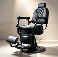 Fauteuil de barbier vintage, hydraulique, inclinable, noir, robuste, mobilier de salon de coiffure, fauteuil de barbier professionnel
