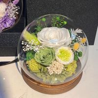 Flor Preservada Real en Cúpula de Cristal, Regalo del Día de la Madre para Mamá, Mujer, Navidad y Ocasiones de Graduación