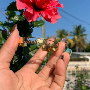 سوار جديد من الفولاذ المقاوم للصدأ من UWIN مع إمكانية تخصيص الاسم، متوفر بمقاسات للكبار والأطفال، مطلي بالذهب PVD، إكسسوار للمعصم - Product Image 3