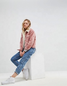 Giacca in Velluto a Coste da Donna KY, Giacca Varsity Corta con Colletto Aperto, Cappotto Funzionale con Bottoni per Donna - Product Image 3
