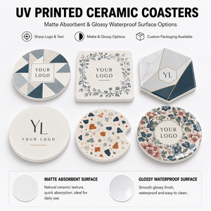 Custom Sublimation Ceramic <strong>Coasters</strong> Absorbent Performance Ceramic Stone <strong>Coaster</strong> <strong>Set</strong> With Cork Backing Pads - Product Image 2