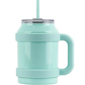 Mug de voyage isotherme en acier inoxydable de 50 oz avec poignée et paille, capacité de 1500 ml, style européen, logo personnalisé, 10 couleurs disponibles - Product Image 3