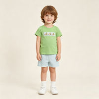 Ensemble de vêtements de chasse pour bébés garçons, chemise à rayures avec broderie de canards, manches courtes