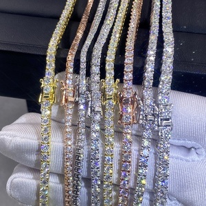 Venta al por mayor 3mm 4mm 5mm Moissanite Cadena de tenis Dropshipping Iced Out collar plata VVS diamante hombres mujeres joyería fina pulsera - Product Image 1