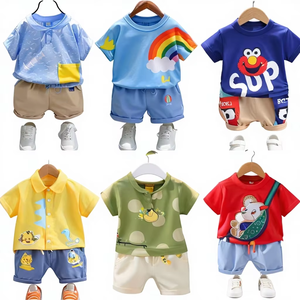 Conjuntos de camiseta y pantalones cortos para niños, conjuntos informales con estampados de animales y arcoíris, modelo 2026.4. - Product Image 5