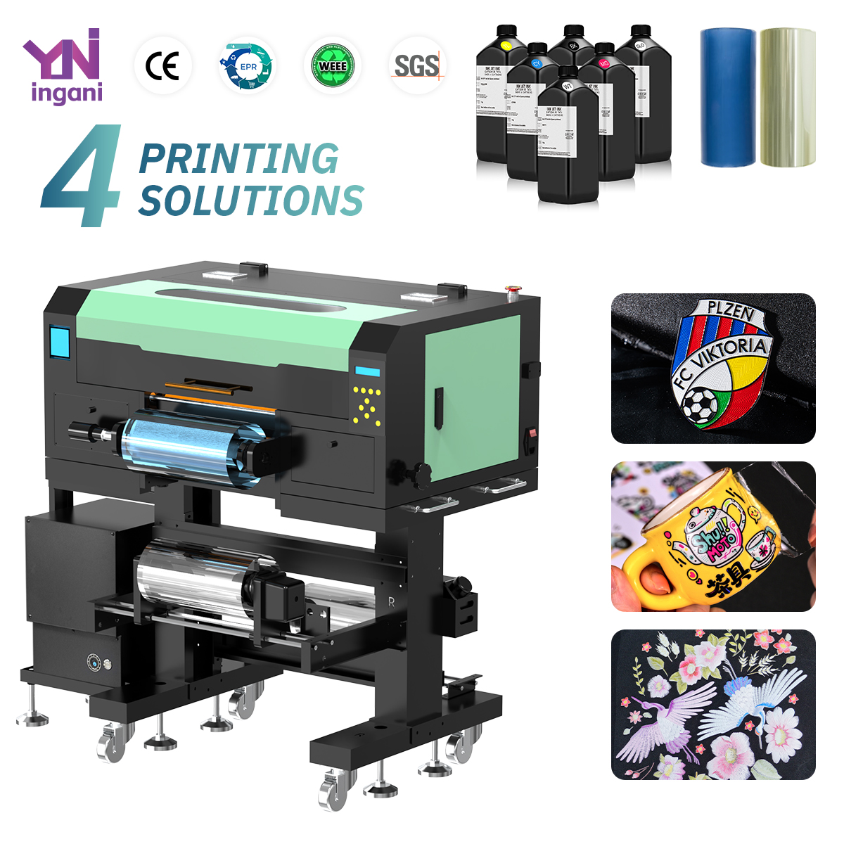 3D TPU Label UV DTF Printer AB Film Crystal Sticker Printing Machine Cold Transfer Logo UV Printer for Glass Bottle Metal Cup